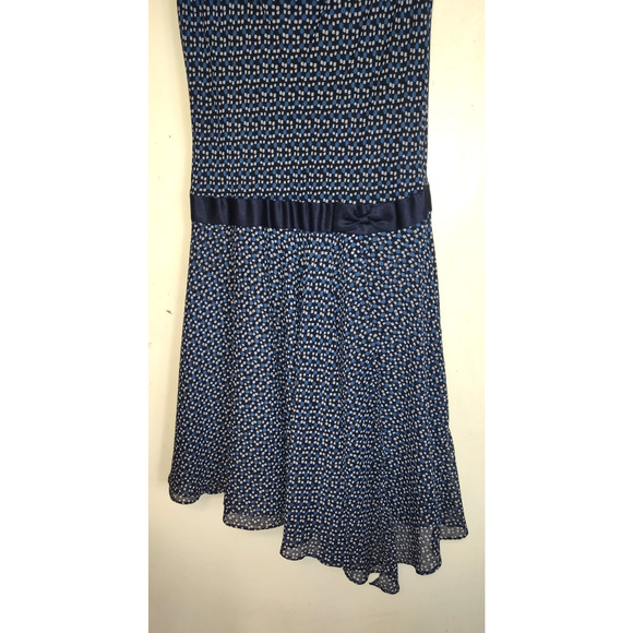 Vintage Miss Dorby Dress Sz 12 Blue Asymmetrical Bottom Chiffon Retro Preppy 80s - Picture 2 of 15